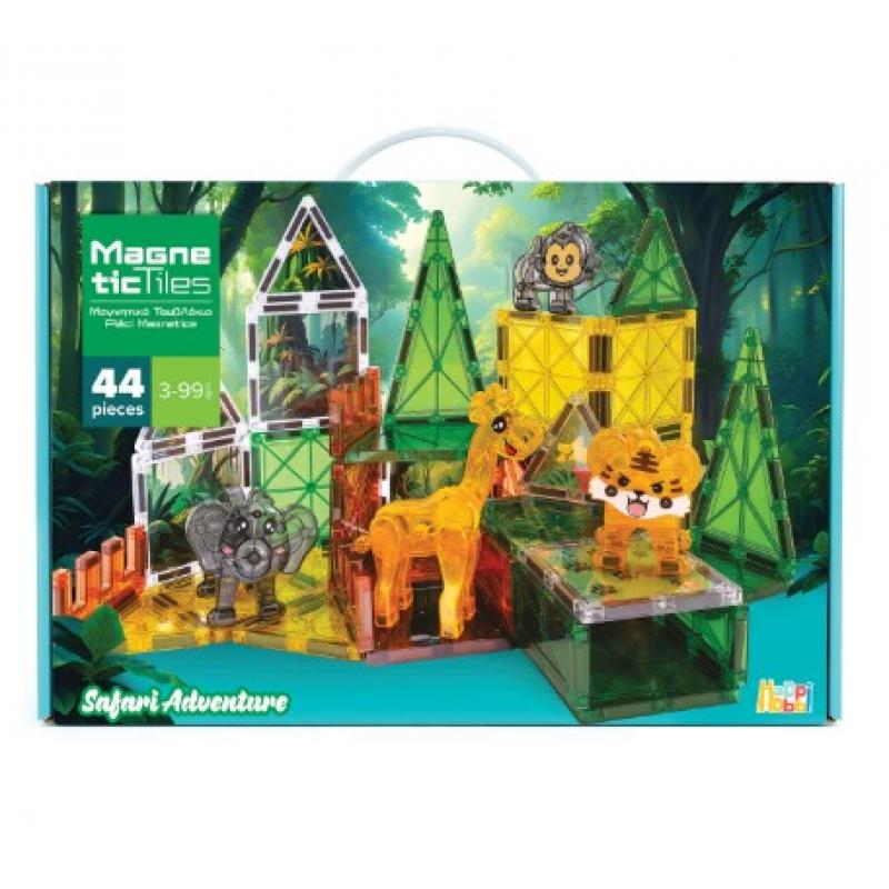 HappiHobbi Μαγνητικά Τουβλάκια Safari Adventure 44 pcs