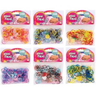 AS Plexi-Flexi: 300 Looms & 4 Charms (Διάφορα Σχέδια & Χρώματα - Τυχαία Επιλογή)
