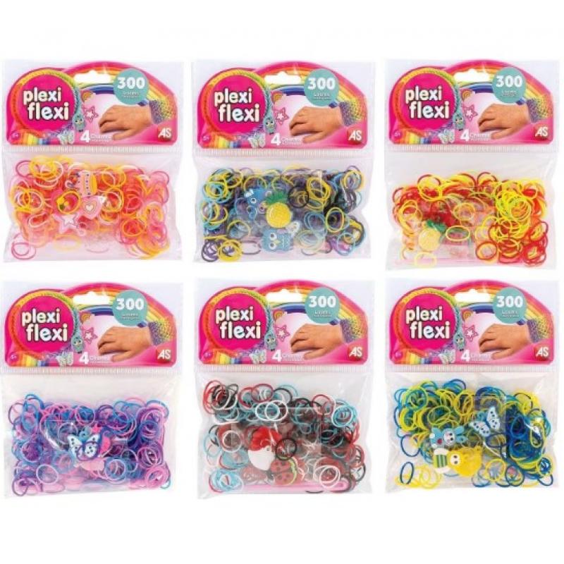 AS Plexi-Flexi: 300 Looms & 4 Charms (Διάφορα Σχέδια & Χρώματα - Τυχαία Επιλογή)