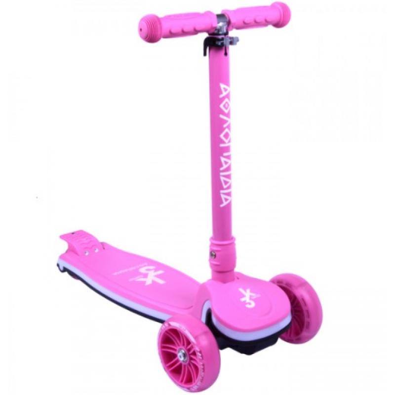 Αθλοπαιδία: Πατίνι 3τροχο Αναδιπλούμενο με Φωτιζόμενη Βάση και Ροδάκια - Φούξια