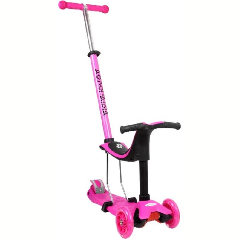Πατίνι 3τροχο 3 σε 1 Φούξια (Αυτοφωτιζόμενες Ρόδες)