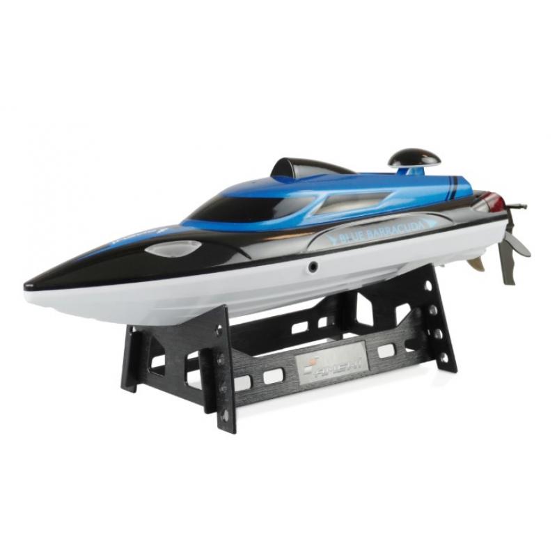 Amewi 26093 Blue Barracuda V2 RC Beginner Motor Boat RTR 355 mm Model Building, Black/Blue
