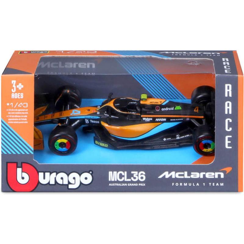 1/43 Burago Formula 1 - McLaren MCL36 Australian Grand Prix #4 Lando Norris
