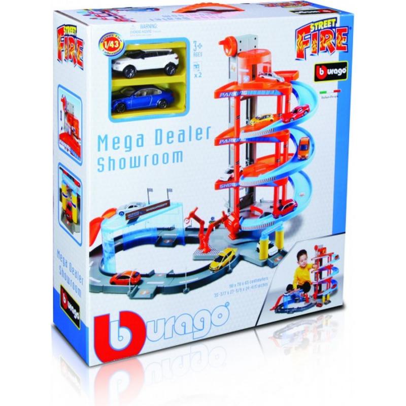 1/43 Street Fire Mega Dealer Showroom με 2 Αυτοκίνητα - Burago