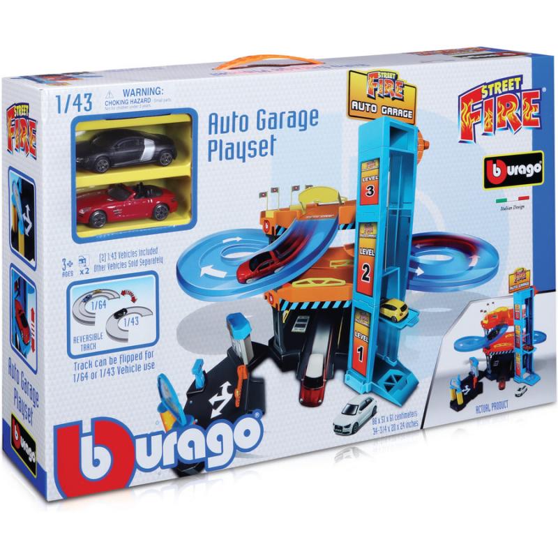 1/43 Street Fire Auto Garage Playset με 2 Αυτοκίνητα - Burago