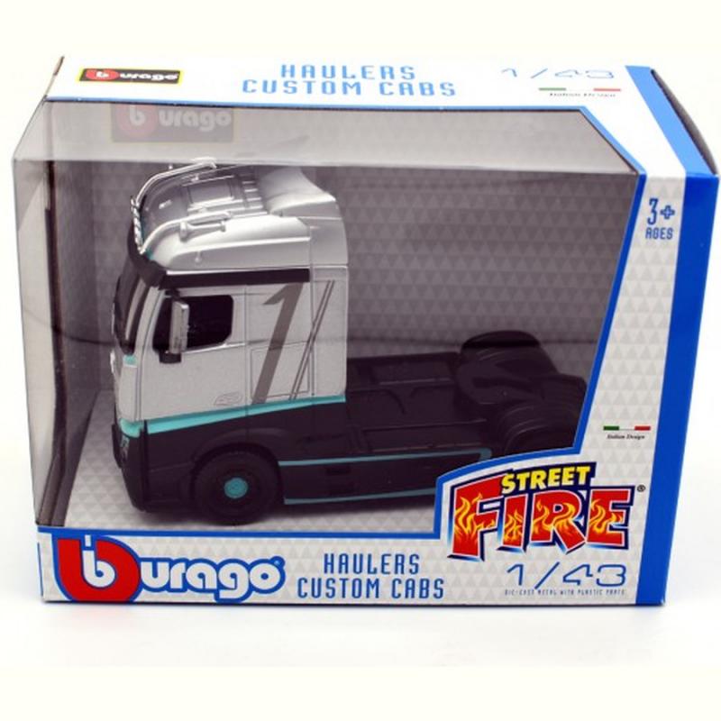 1/43 Burago Haulers Custom Cabs Mercedes Actros (Ασημί)