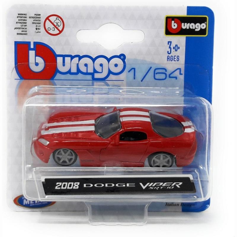 1/64 2008 Dodge Viper SRT-10 Κόκκινο με ’σπρες Γραμμές - Burago