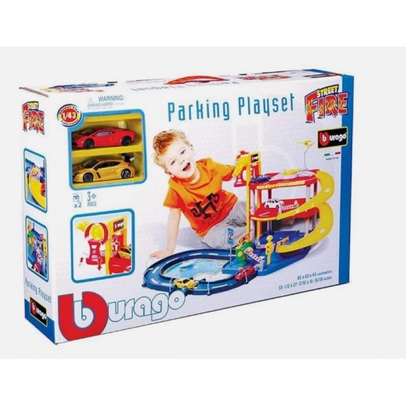 Burago 1:43 Street Fire Parking Playset (Γκαράζ με 2 Αυτοκίνητα)