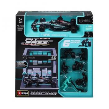 1/43 Burago Formula 1 Mercedes Amg W15 2024 Pit Pass Diorama George Russell 18/38452 (#63)