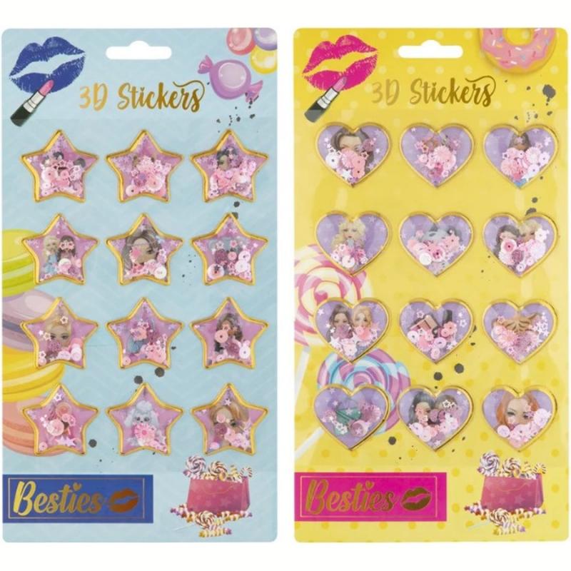 Creative Craft - Besties: 3D Stickers with Glitters - 12 pcs (2 Σχέδια - Τυχαία Επιλογή)