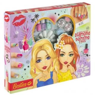 Creative Craft - Besties: Diamond Painting Nail Set (30x25cm) 4 Nail Polish, 6 Colours Diamonds