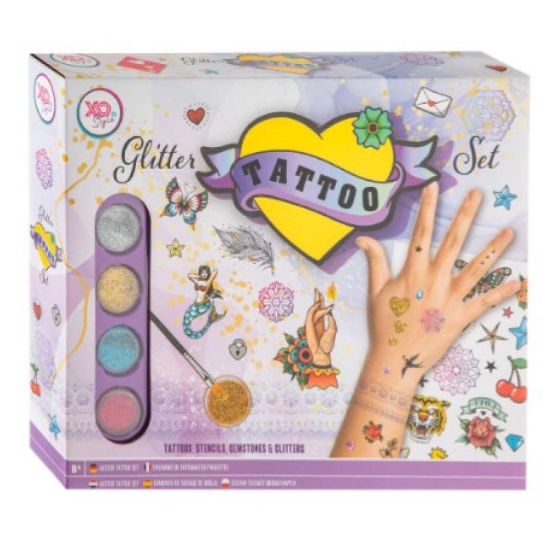 Creative Craft - XO Style: Glitter Tattoo Set (Glitter, Gemstones, Stencils) Size Box 30x25x5,5 27cm