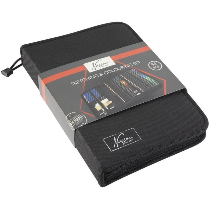 Creative Craft - Nassau Fine Art: Sketch and Colour Set, 96 pcs in Black Case