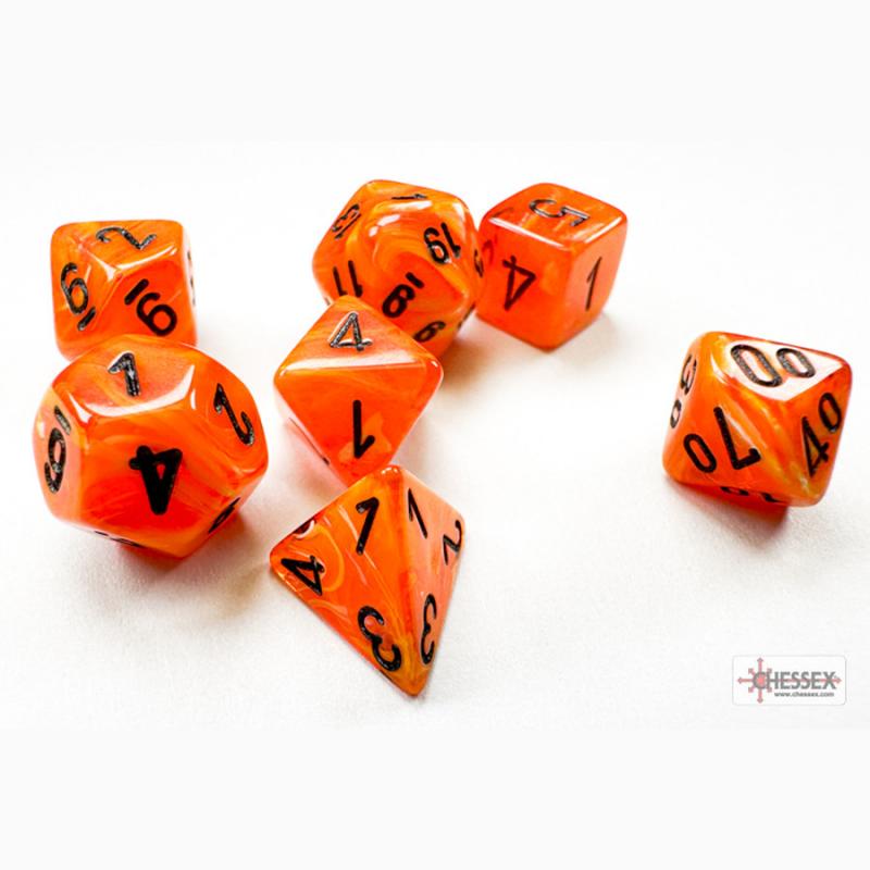 Chessex Mini Polyhedral Vortex Orangel/black 7-Die Set
