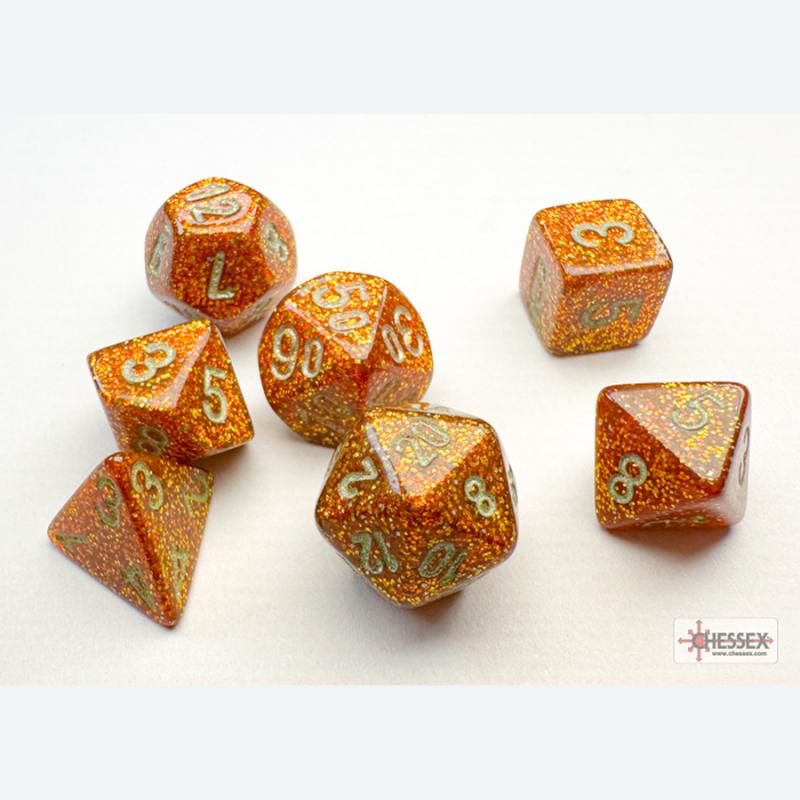 Chessex Mini Polyhedral Glitter Goldl/Silver 7-Die Set