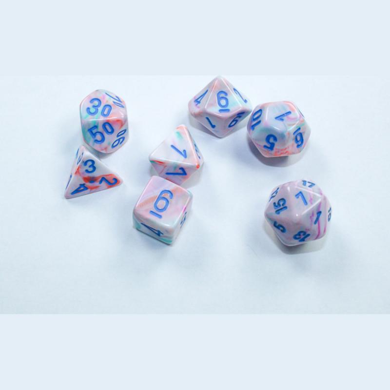 Chessex Mini Polyhedral Festive Pop Art Blue 7-Die Set