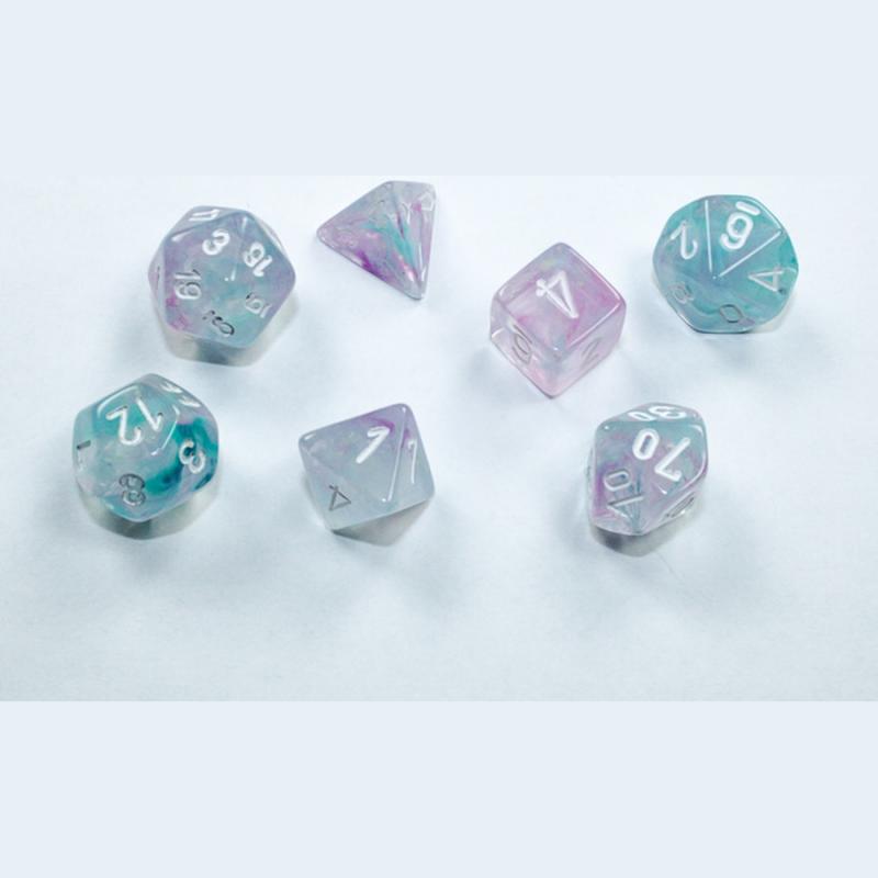 Chessex Mini Polyhedral Nebula Wisteria/white 7-Die Set
