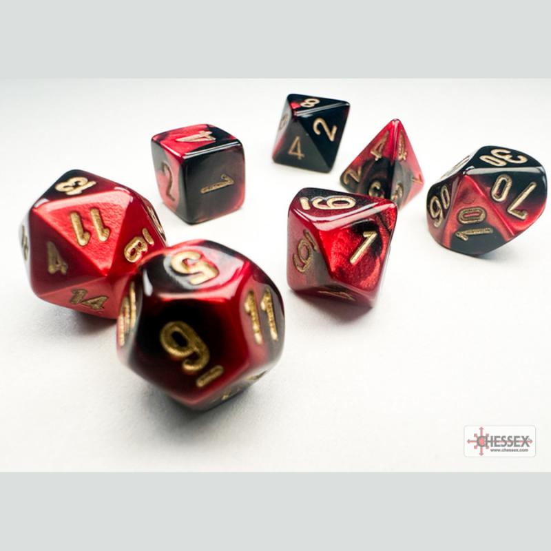 Chessex Mini Polyhedral Gemini Black Red/Gold 7-Die Set