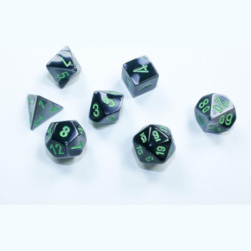 Chessex Mini Polyhedral Gemini Black-Grey/green 7-Die Set