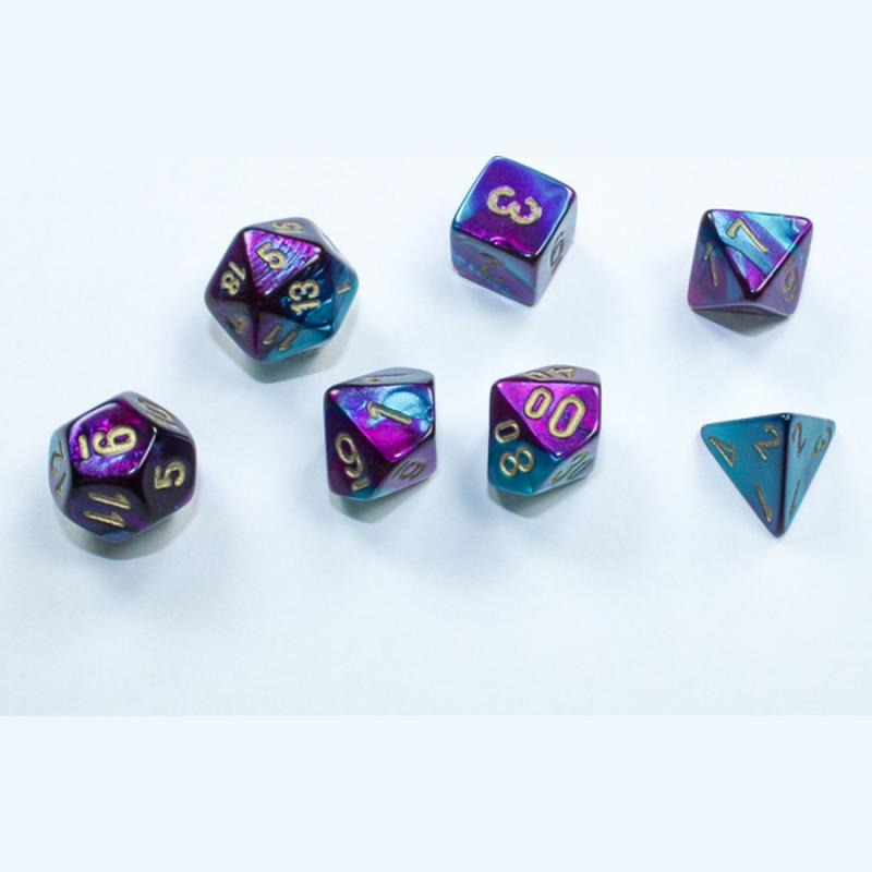 Chessex Mini Polyhedral Gemini Purple-Teal/gold 7-Die Set