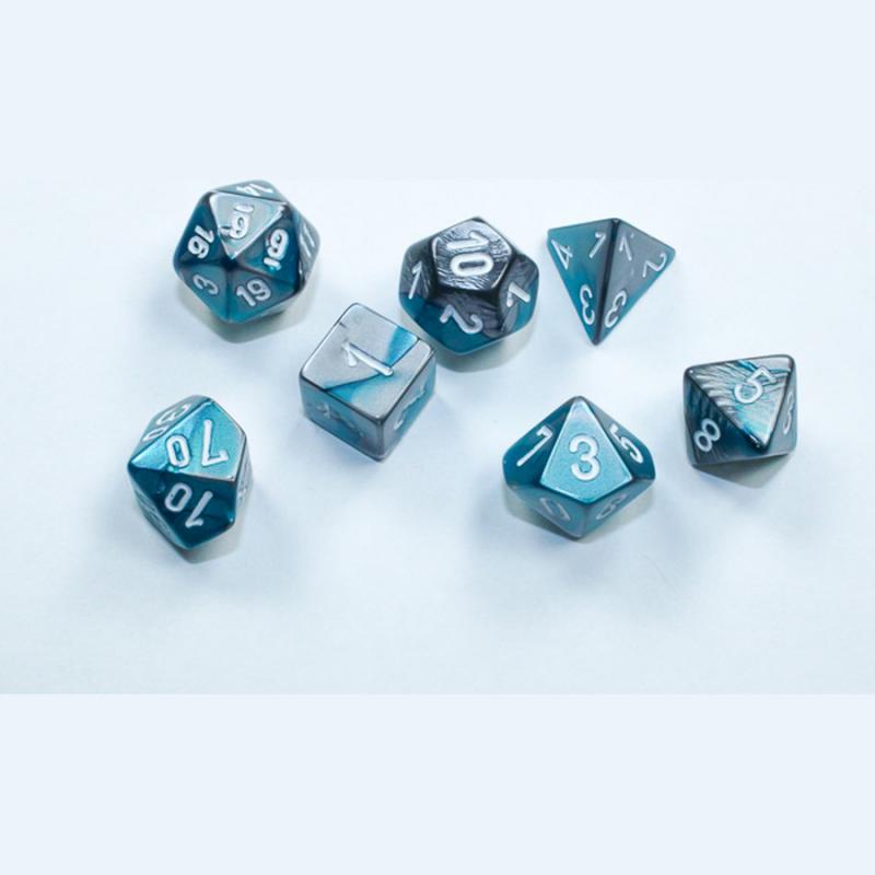 Chessex Mini Polyhedral Gemini Steel Teal/White 7-Die Set