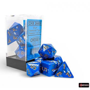 Chessex 24406 Brush Wavebreak - Gold Polythedral 7-Die Set