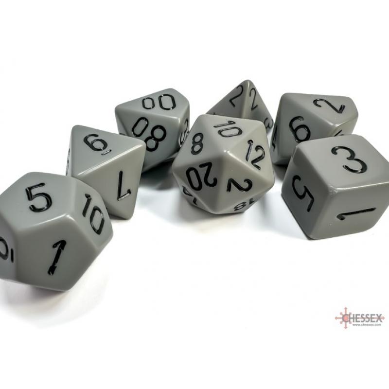 Chessex 25410 Opaque Dark Grey - Black Polythedral 7-Die Set