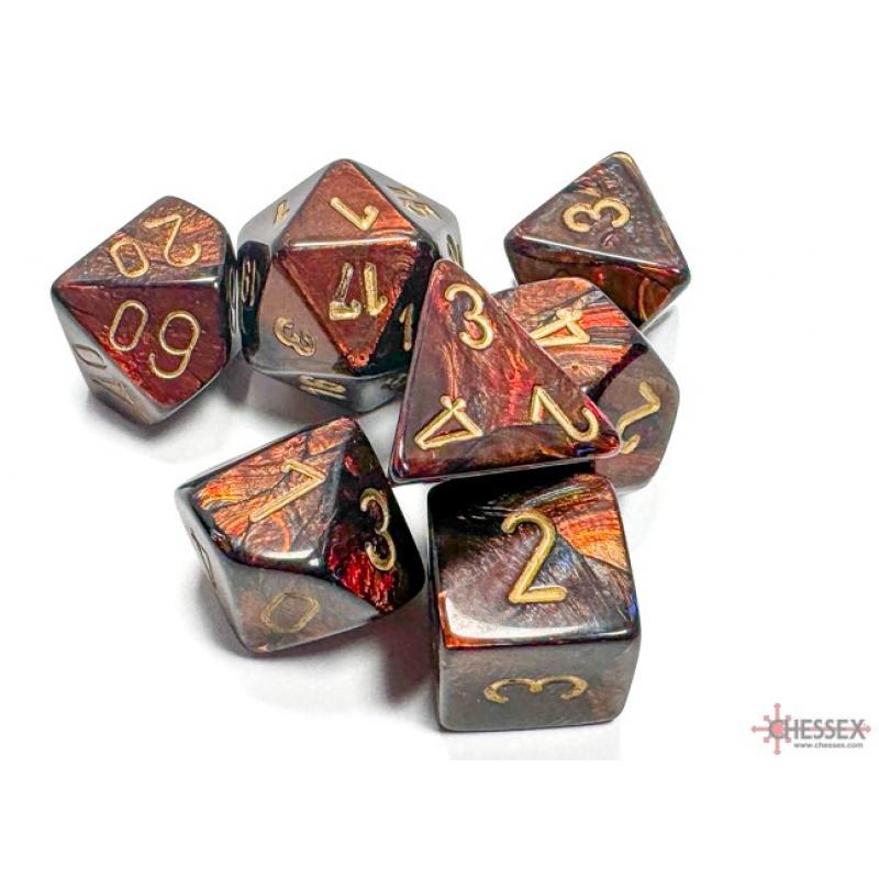 Chessex 27419 Scarab Blue Blood - Gold Polythedral 7-Die Set