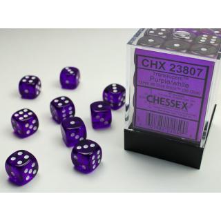 Chessex 23807 Translucent Purple/White 12mm d6 Dice Block (36 dice)