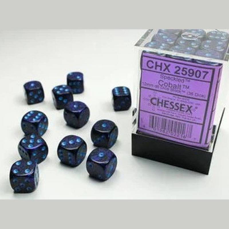 Chessex 25907 Speckled Cobalt 12 mm d6 Dice Block (36 dice)