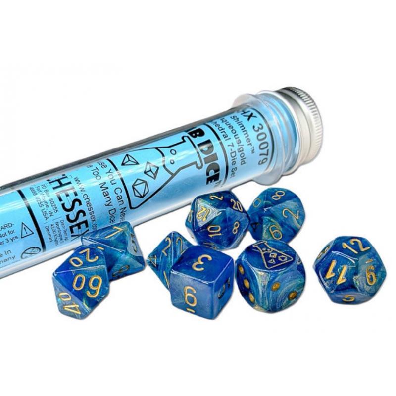 Shimmer Aqueous - Gold Lab Polyhedral 7-Die Set