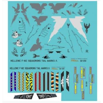 Procal Decals Hellenic F-16C Squadrons Tail Marks + Rounders 1/72