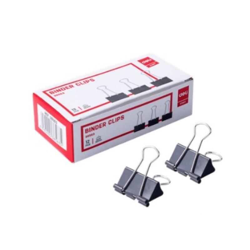 Deli Πιάστρα Double 32 mm Νο3 Effortless E38563 Μαύρη (12 τεμ.)