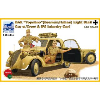 Bronco Models: DAK Topolino (German-Italian)Light Staff Car w/Crew & IF8 Intantry Cart in 1:35