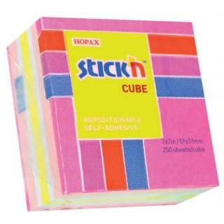 Hopax Stick'n Cube Χαρτάκια Σημειώσεων Αυτοκόλλητα 250 φ. 50 x 50 mm Διάφορα Χρώματα