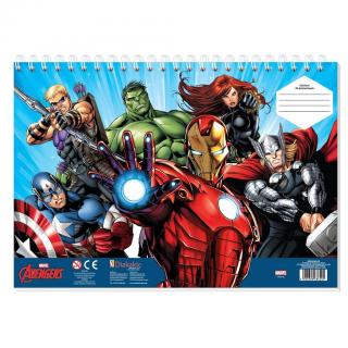 Μπλοκ Ζωγραφικής 23χ33 40 φ. με Αυτοκόλλητα και Στένσιλ - Marvel Avengers