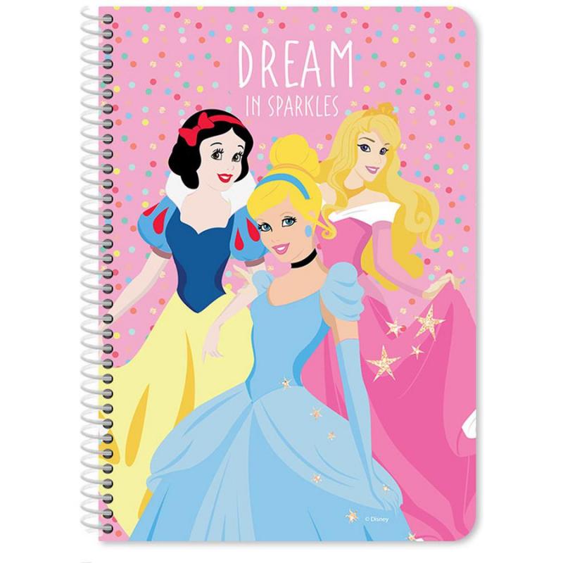 Τετράδιο Σπιράλ 21χ29 εκ. 60 φ. 2 Θεμ. - Disney Princess, Dream in Sparkles