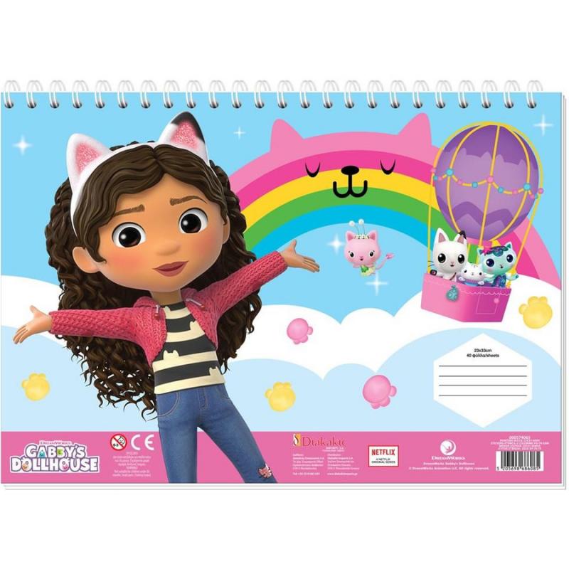 Μπλοκ Ζωγραφικής 23χ33 40 φ. με Αυτοκόλλητα, 2 σελ. Χρωματισμού και Στένσιλ Gabby's Dollhouse