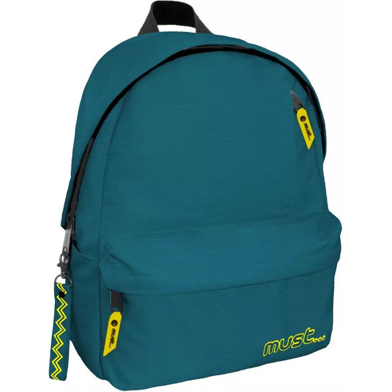 Must Τσάντα Πλάτης Monochrome rPet Plus Colored Inside Πράσινη με 1 Κεντρική Θήκη