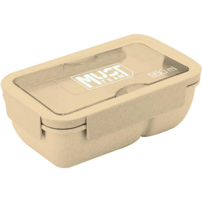 Must Φαγητοδοχείο 950 ml PP Πλαστικό με Πηρούνι και Κουτάλι 20,8χ13χ7,6 Κίτρινο