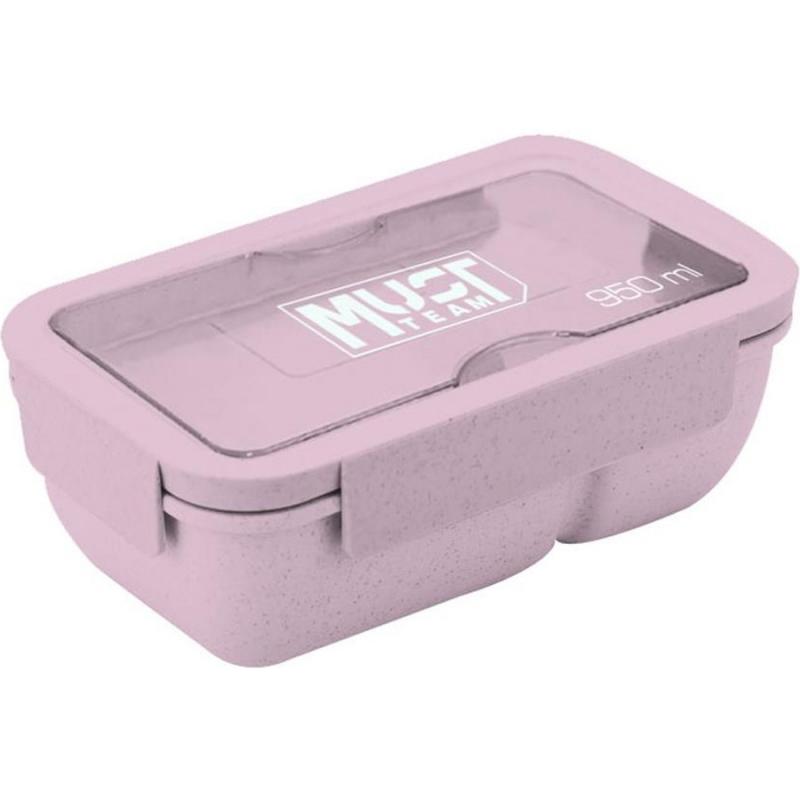 Must Φαγητοδοχείο 950 ml PP Πλαστικό με Πηρούνι και Κουτάλι 20,8χ13χ7,6 Ροζ