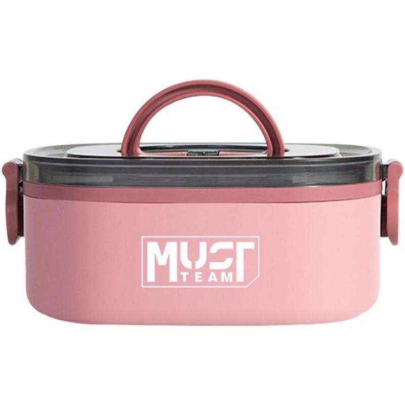 Must Φαγητοδοχείο Ανοξείδωτο με Κουτάλι Ροζ