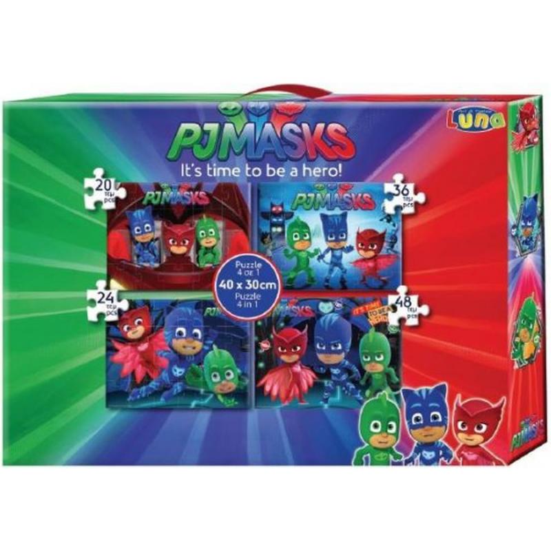 Luna: Puzzle Χρωματισμού 4 σε 1 20-24-36-48 Τεμ. 30χ40 εκ. - PJ Masks