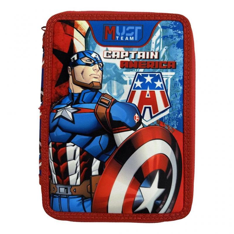 Must Σχολική Κασετίνα Διπλή γεμάτη Avengers Captain America