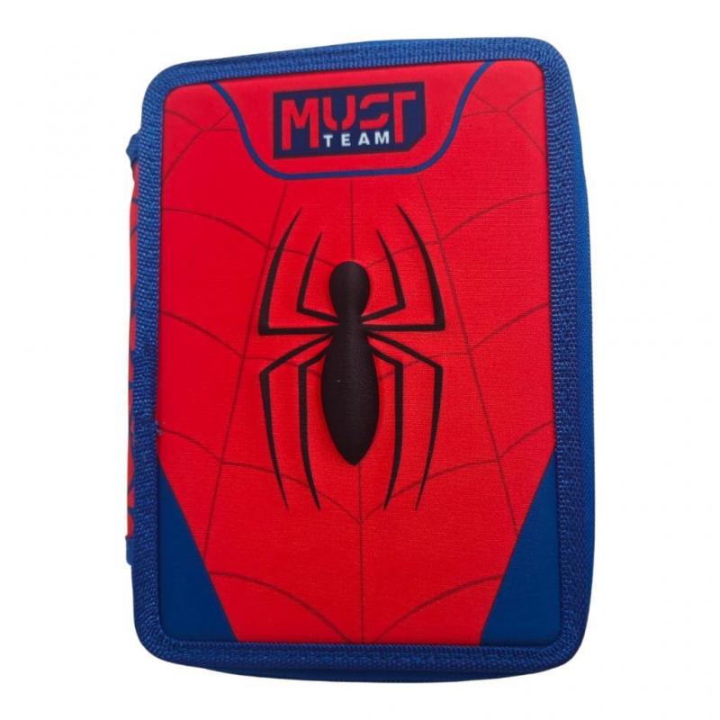 Must Σχολική Κασετίνα Διπλή γεμάτη Spider - Man Web