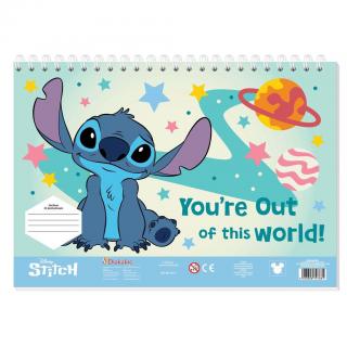 Μπλοκ Ζωγρ, Disney Stitch 23 x 33 40 φ. Αυτοκόλ. - Στένσιλ - 2 σελ. Χρωμ. You are out of this World!
