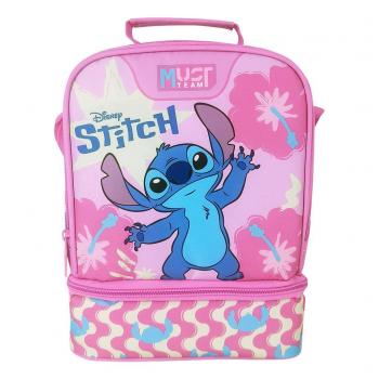 Must Τσαντάκι Φαγητού Ισοθερμικό 2 Θήκες Disney Stitch Pink