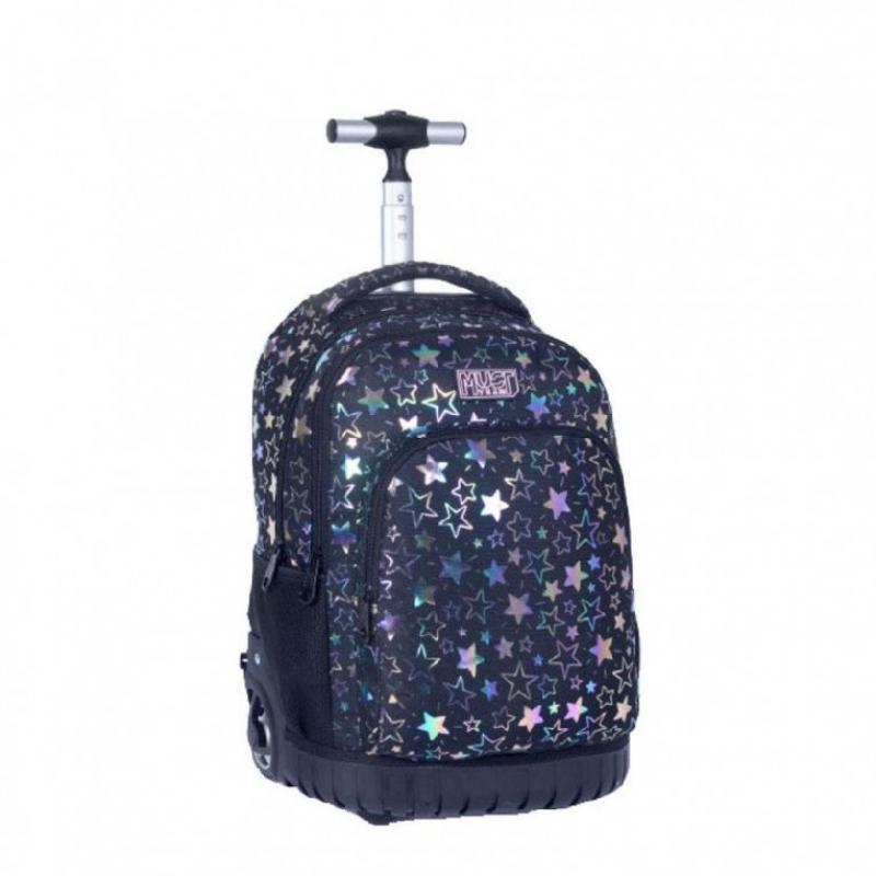 Must Trolley Δημοτικού 3 Θήκες και Τηλεσκοπικό Χερούλι 32x18x44 εκ. Hologram Stars