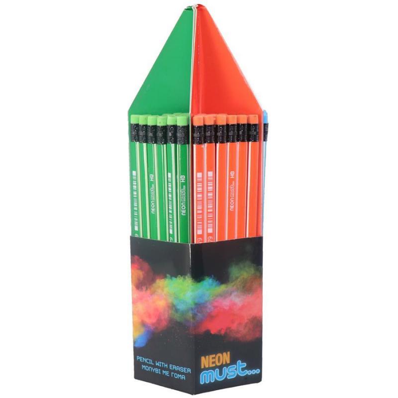 Μολύβι με Γόμα ΗΒ2 6 Χρώματα