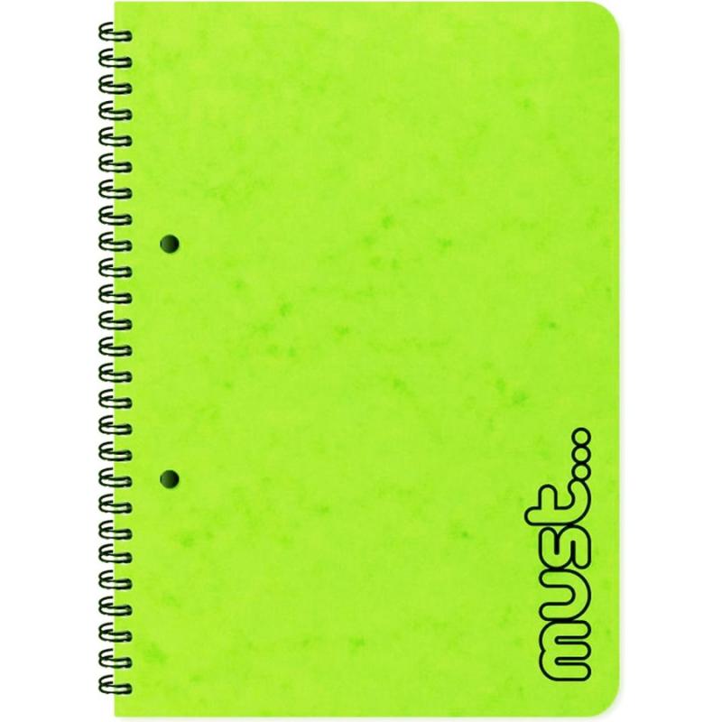 Πράσινο Τετράδιο Σπιράλ Must 17χ25 2 θεμ. 60 φ.